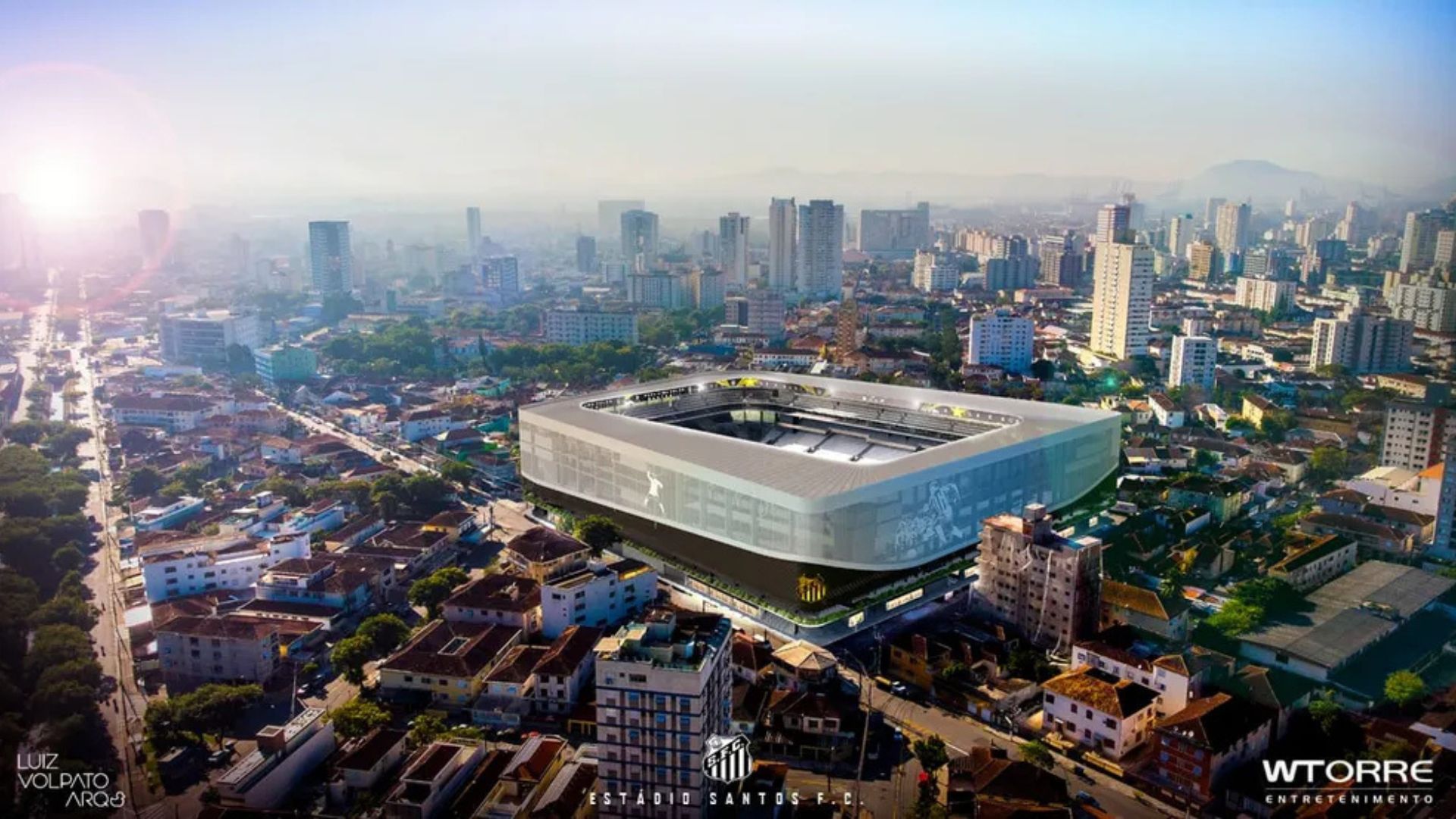 Ilustração da futura arena do Santos Futebol Clube