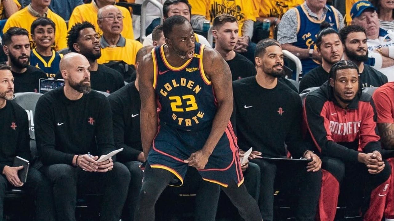 Draymond Green comemorando após quebrar recorde de assistências nos playoffs da NBA