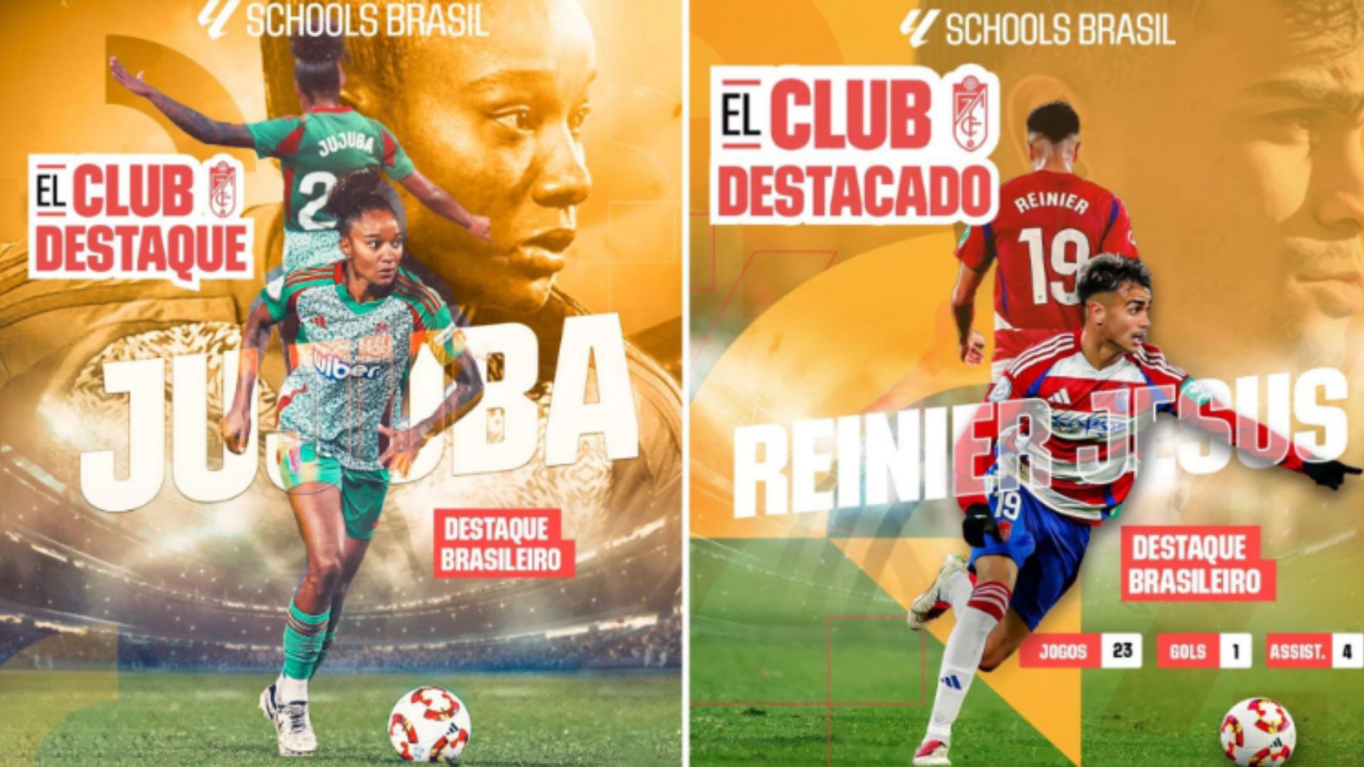 Jovens atletas interagem com jogadores do Granada CF durante evento da LALIGA Academy Schools Brasil