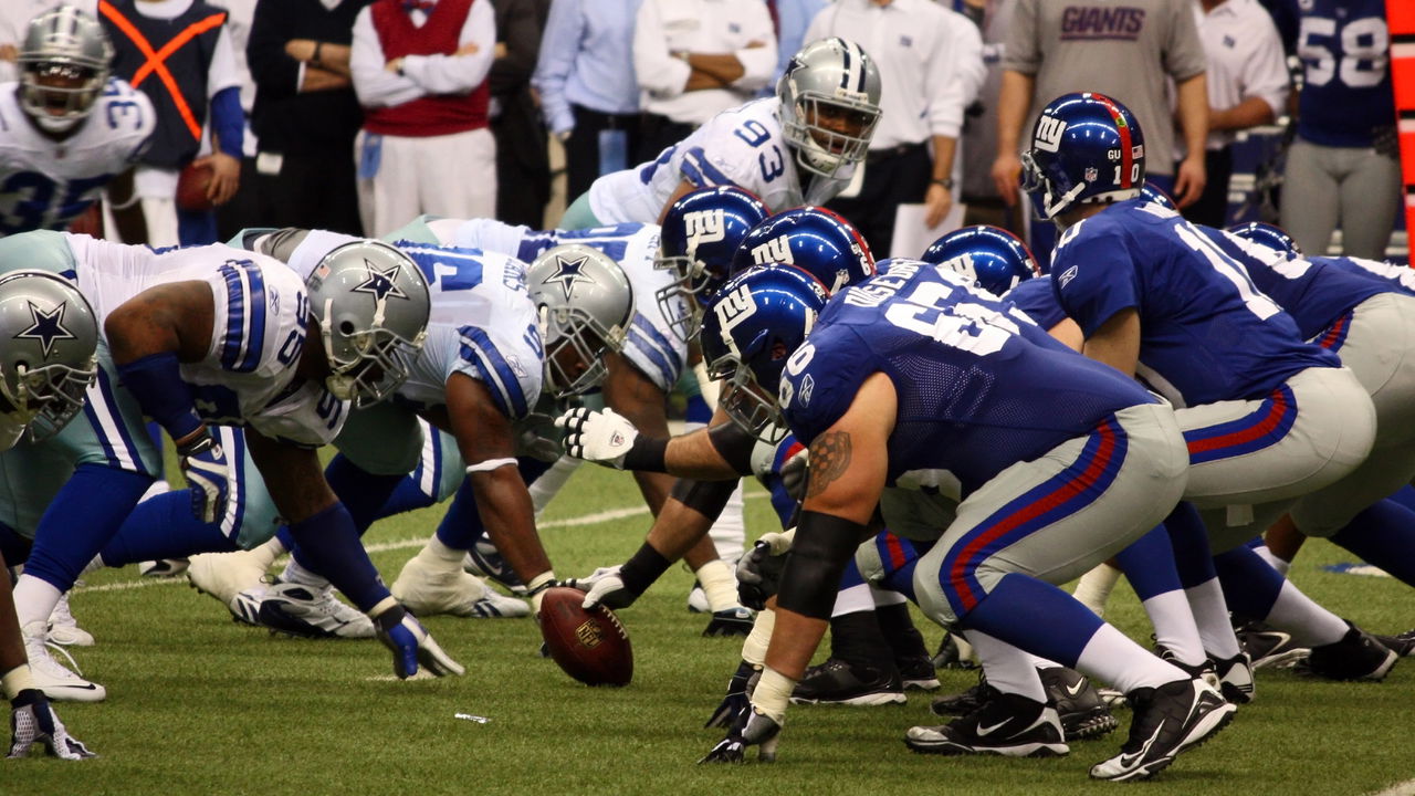 Momento histórico do jogo com o placar de 72 a 41 entre Washington Redskins e New York Giants