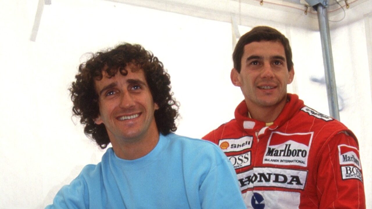 Ayrton Senna e Alain Prost na lendária rivalidade da Fórmula 1